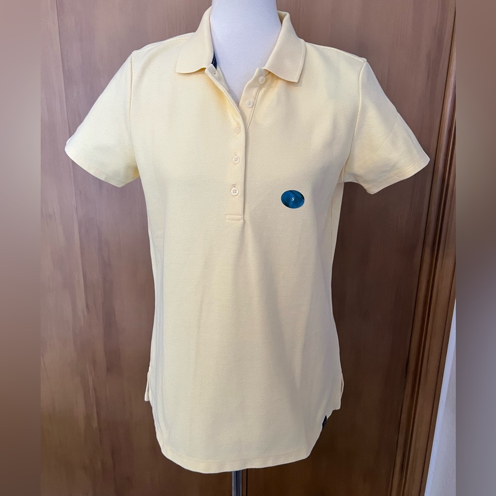 LL Bean women’s small butter yellow polo short sleeved NWT